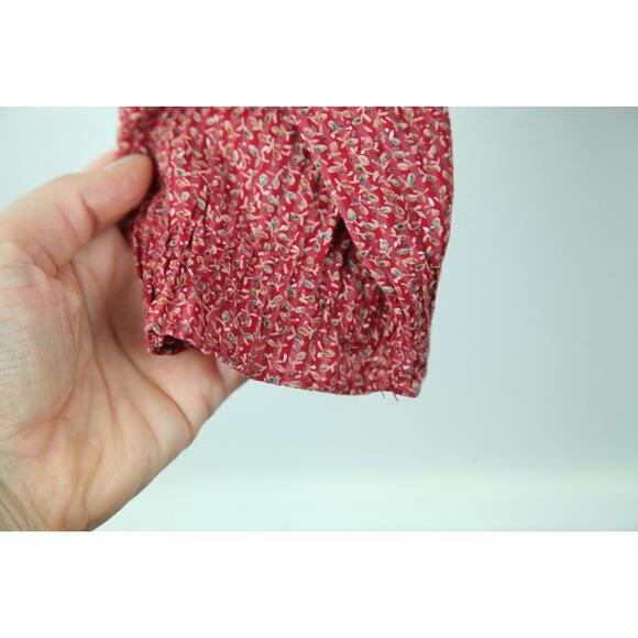 Harris Wilson Medium Top Red Ruffle Dainty Floral Prairie Cottagecore Western - Picture 6 of 9